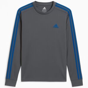 Mens Striped adidas Long Sleeve Shirt Gray and Blue Size Small EUC Gently Used